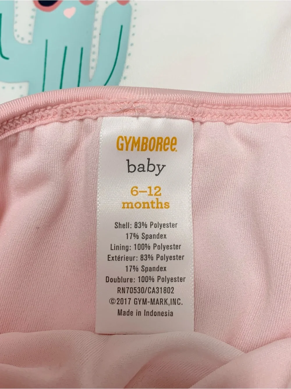 NEW Gymboree Baby 2-Piece Rashguard Swimsuit Set 6-12 Months Pink Cactus Ruffle